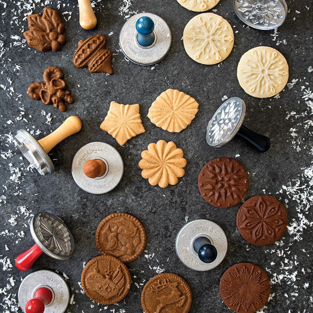 Nordic Ware Schneeflocke Cookie Stamps (3er Set), stabiles Aluminiumguss-Keksstempel-Set, Cookie Pre