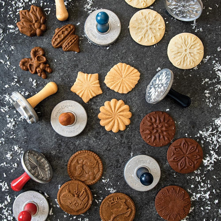 Nordic Ware Schneeflocke Cookie Stamps (3er Set), stabiles Aluminiumguss-Keksstempel-Set, Cookie Pre