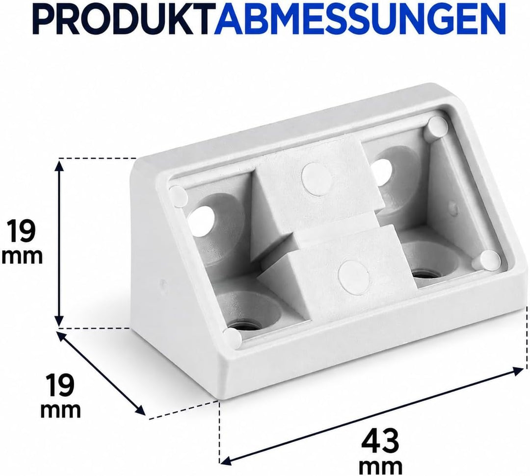 Winkelverbinder Doppelter Set 20/40 x - Möbelverbinder - Schrankverbinder - Bauwinkel - Korpusverbin