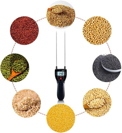 Heu-Feuchtigkeitsmesser, Digitales LCD-Getreide-Feuchtigkeitsmessgerät mit Stimme, 600-mm-Sonden-Feu