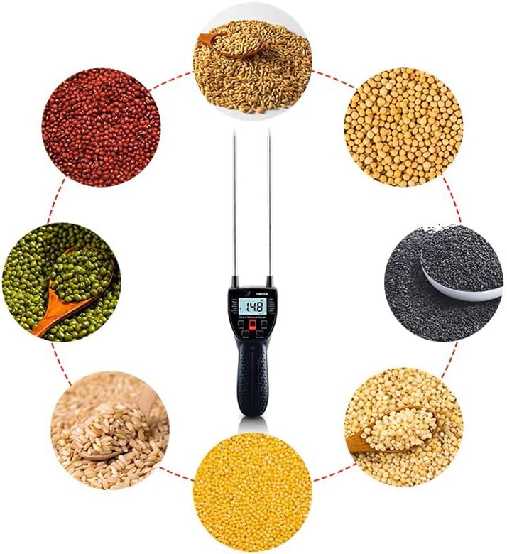 Heu-Feuchtigkeitsmesser, Digitales LCD-Getreide-Feuchtigkeitsmessgerät mit Stimme, 600-mm-Sonden-Feu