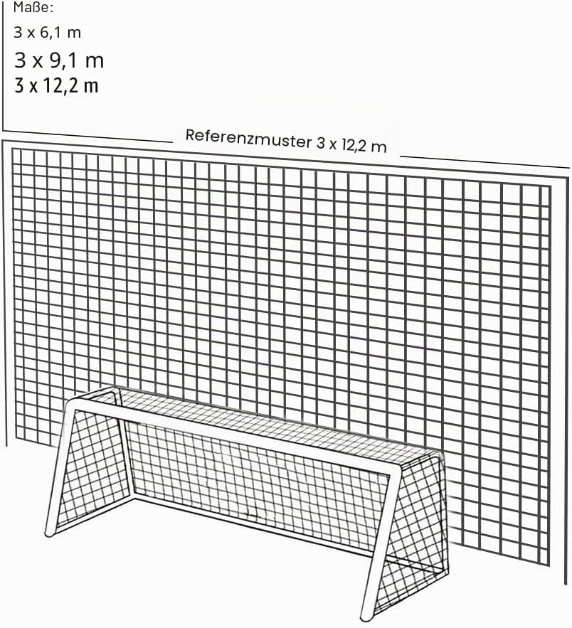 Aoneky Fussball Ballfang Netz 3x3M/3x6M /3x9M/3x12M /3x15M,10 x10 cm Masche, 2,5mm Polyethylen Seil,