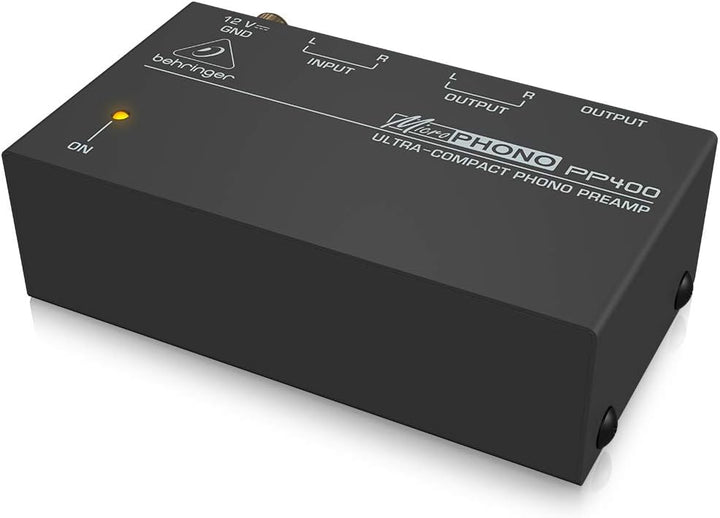 Behringer PP400 Mikrofon Plattenspieler Vorverstärker, Schwarz & Goobay Audio/Video Kabel (3,5mm Ste