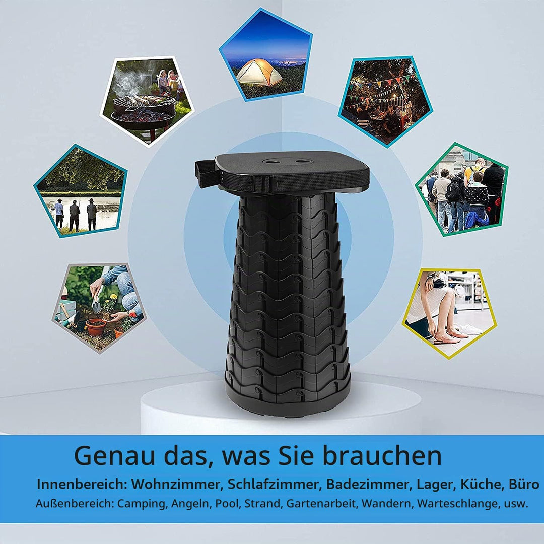 Hesanzol Tragbarer Klapphocker, Teleskophocker Faltbar Campinghocker, Belastung 220kg (Blue) Blau, B