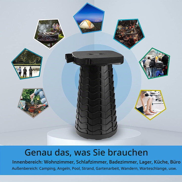 Hesanzol Tragbarer Klapphocker, Teleskophocker Faltbar Campinghocker, Belastung 220kg (Blue) Blau, B