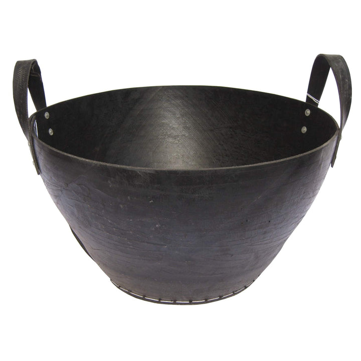 Metrox 355141 Holzkorb aus Gummi (aus recycelten Altreifen, Kaminholzkorb, 2 Tragegriffe, Höhe,34 cm