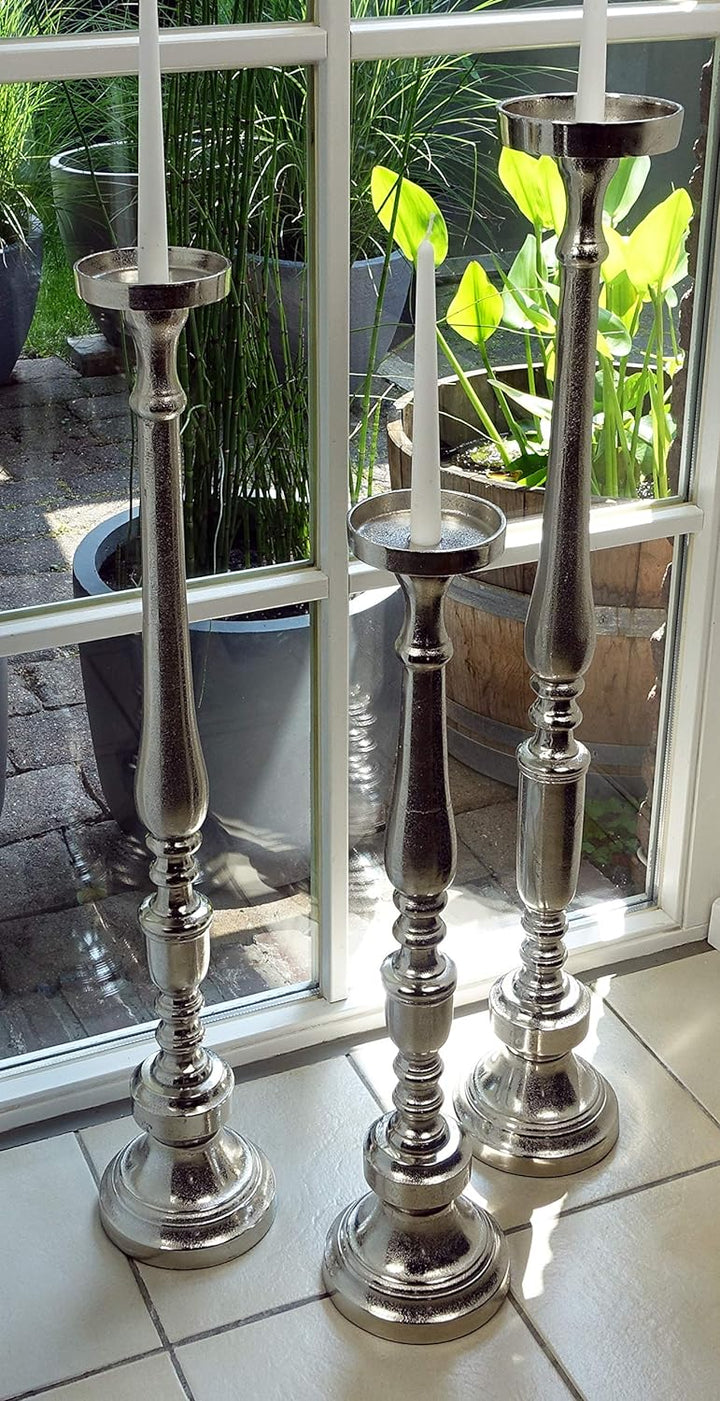 Kerzenständer Kerzenhalter Aluminium Deko Gross Silber Raw - Kerzenleuchter Modern aus Metall - XXL