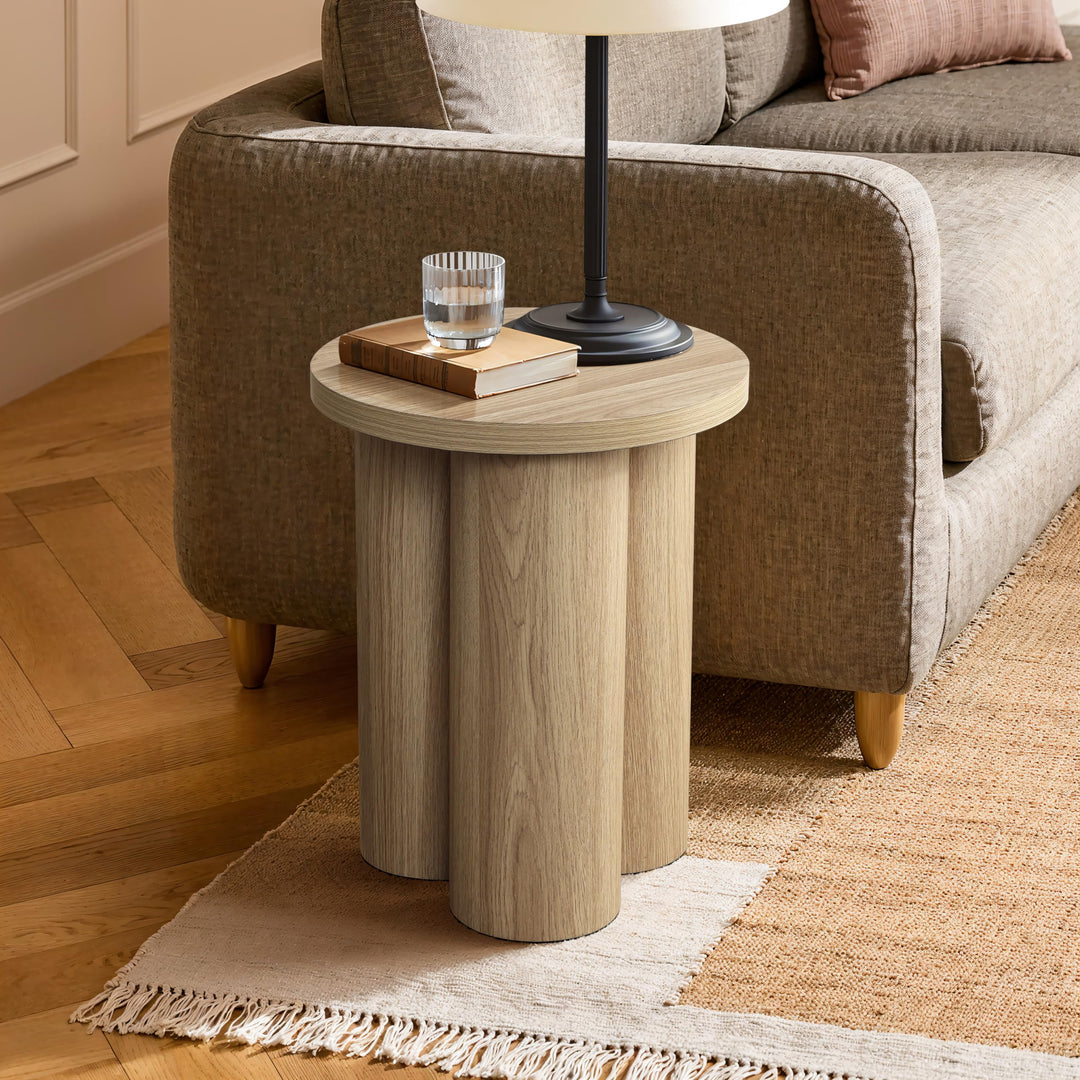 Hometopia Beistelltisch Holz, Kleiner Runder Tisch für Wohnzimmer, Nachttisch für kleine Räume, Mode