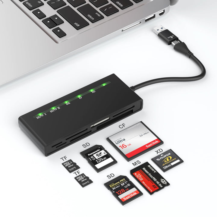 USB3.0 USB C Multi Card Reader, 7-in-1 kartenlesegerät zu SD TF Micro SD CF MS MMC Karte, Unterstütz