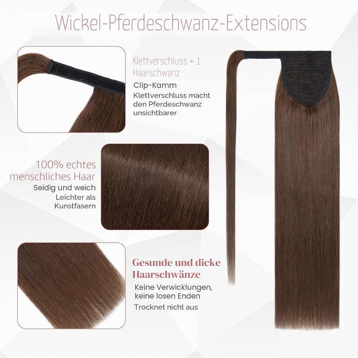 S-noilite Zopf Echthaar Extensions Wrap Around Ponytail Extensions Echthaar Pferdeschwanz Haarverlän