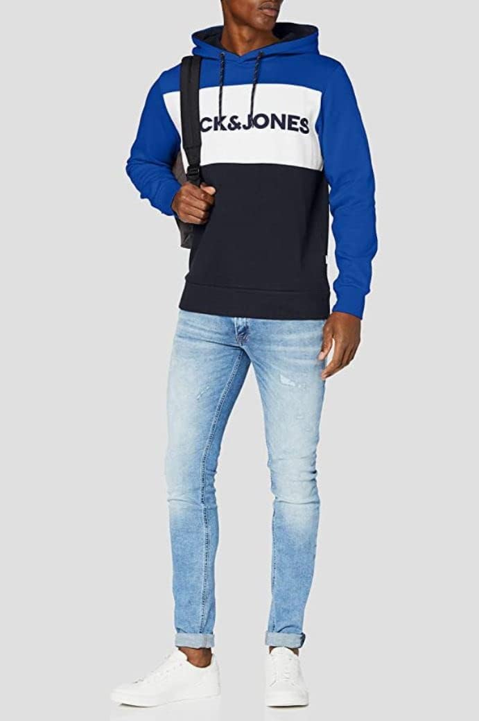 JACK & JONES Herren Warmer Print Hoodie Logo Sweater Pullover Basic Kapuzen Sweatshirt JJELOGO XS Cl