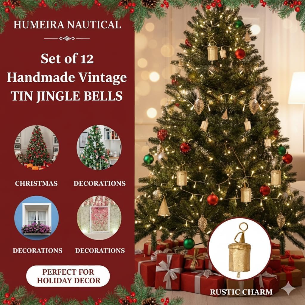 Vintage Rustikale Kuhglocken, Gold, Weihnachtsbaumschmuck, 20 Stück Hexe &amp; Kuhglocken Rustikales Glo