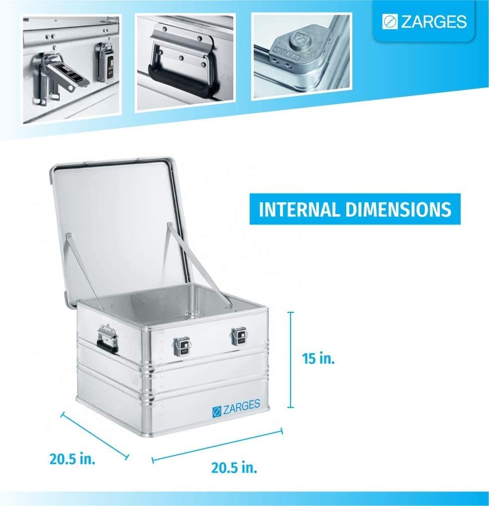 Zarges K470; 115l, IM: 550x550x380mm, silber, 550x550x380mm (internal), 550x550x380mm (Internal)