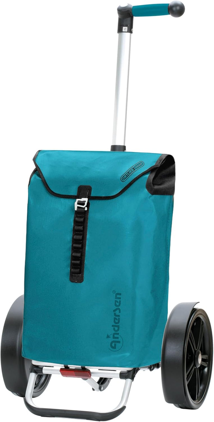 Andersen Shopper Tura Alu klappbar mit Kugellagerrad Ø 29 cm und 49 Liter Tasche Ortlieb Petrol
