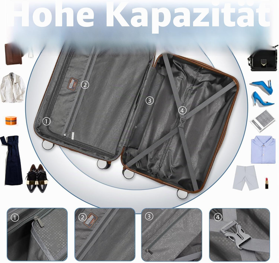 LARVENDER Kofferset 6 Teilig Hartschale Leicht ABS Erweiterbar Reisekoffer Haltbar Handgepäck Sets 4