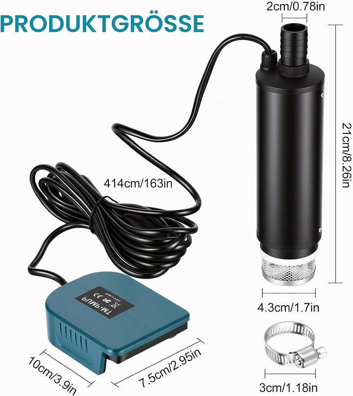 Akku Wasserpumpe für Makita 18V, 30L/min Tragbare Wasserpumpe &amp; Sumpfpumpe Wasserpumpe Akku, Selbsta