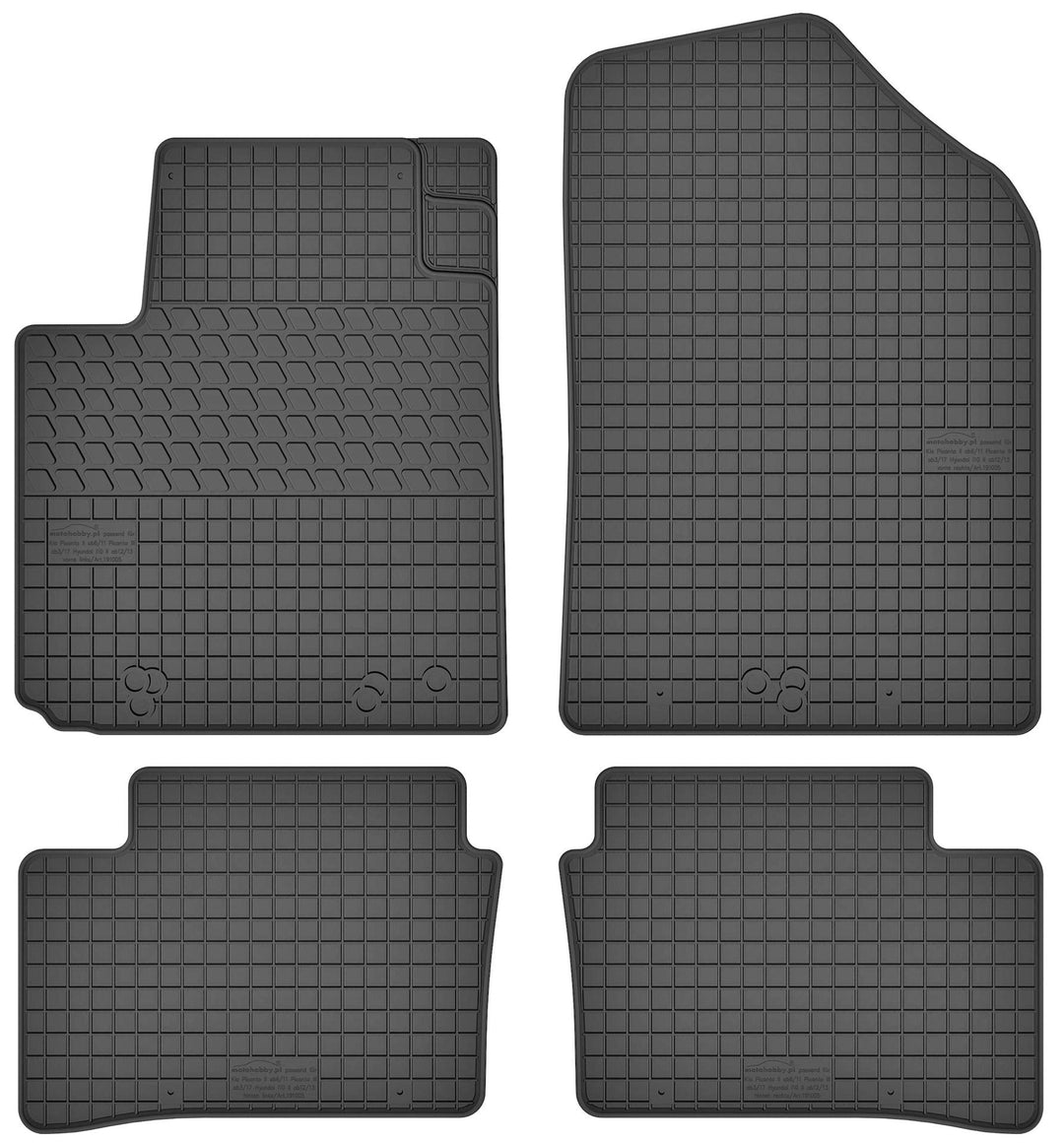 Gummimatten Gummi Fussmatten Satz für Hyundai i10 II (2013-2019) / Kia Picanto II (2011-2018) - Pass