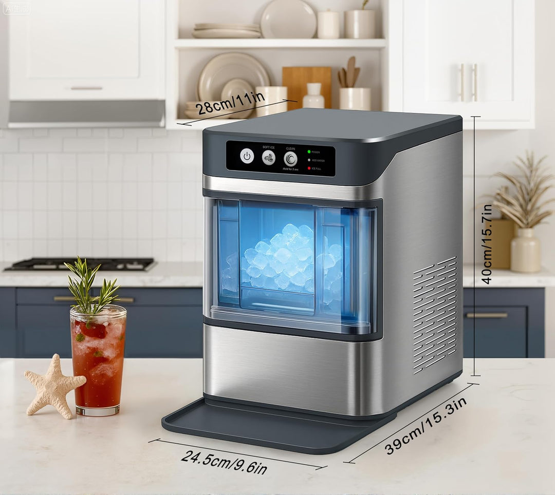 Nugget lce Maker Machine,Chewable Pellet Ice Machine,Self-Cleaning,One-Click Operation,for Home/Kitc