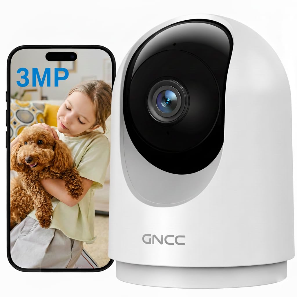 GNCC Überwachungskamera Innen - 2K Kamera Überwachung Innen, 360° WLANkamera Indoor Hundekamera mit
