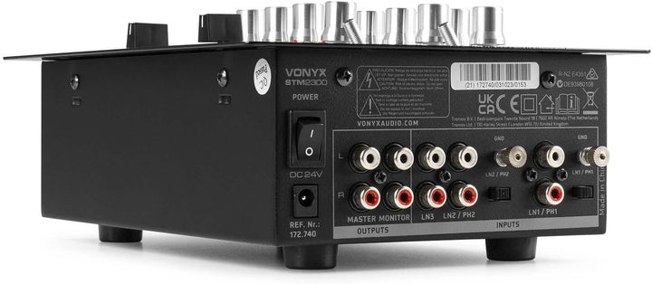 SkyTec STM-2300 - DJ Mischpult mit MP3-Player, USB-Anschluss, 2-Kanal DJ Mixer, Battlemixer, Audio M