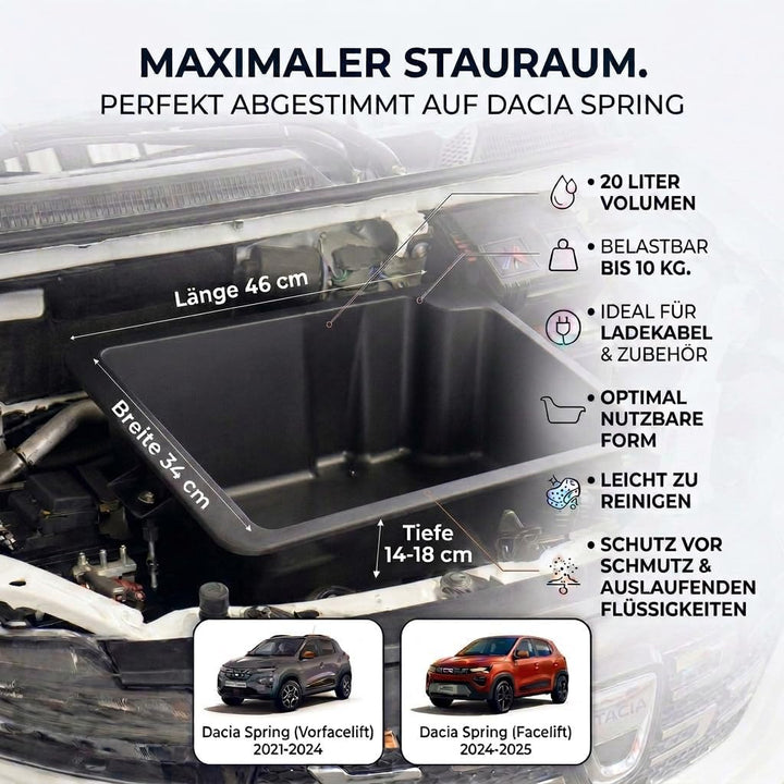 rati Frunk kompatibel für Dacia Spring 2021-2024 / Spring 2024- | Erweiterter Front-Stauraum. Perfek
