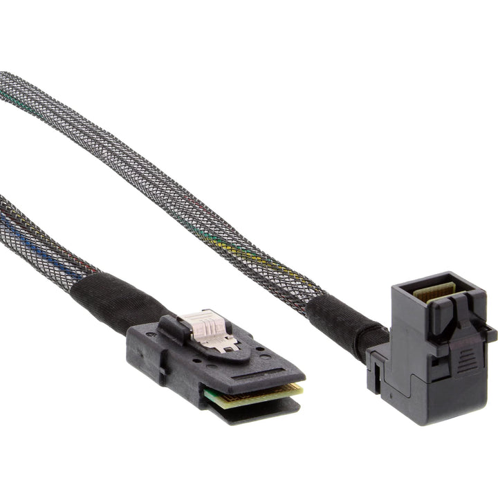 InLine 27629B Mini-SAS HD Kabel, SFF-8643 gewinkelt zu SFF-8087, mit Sideband, 1m