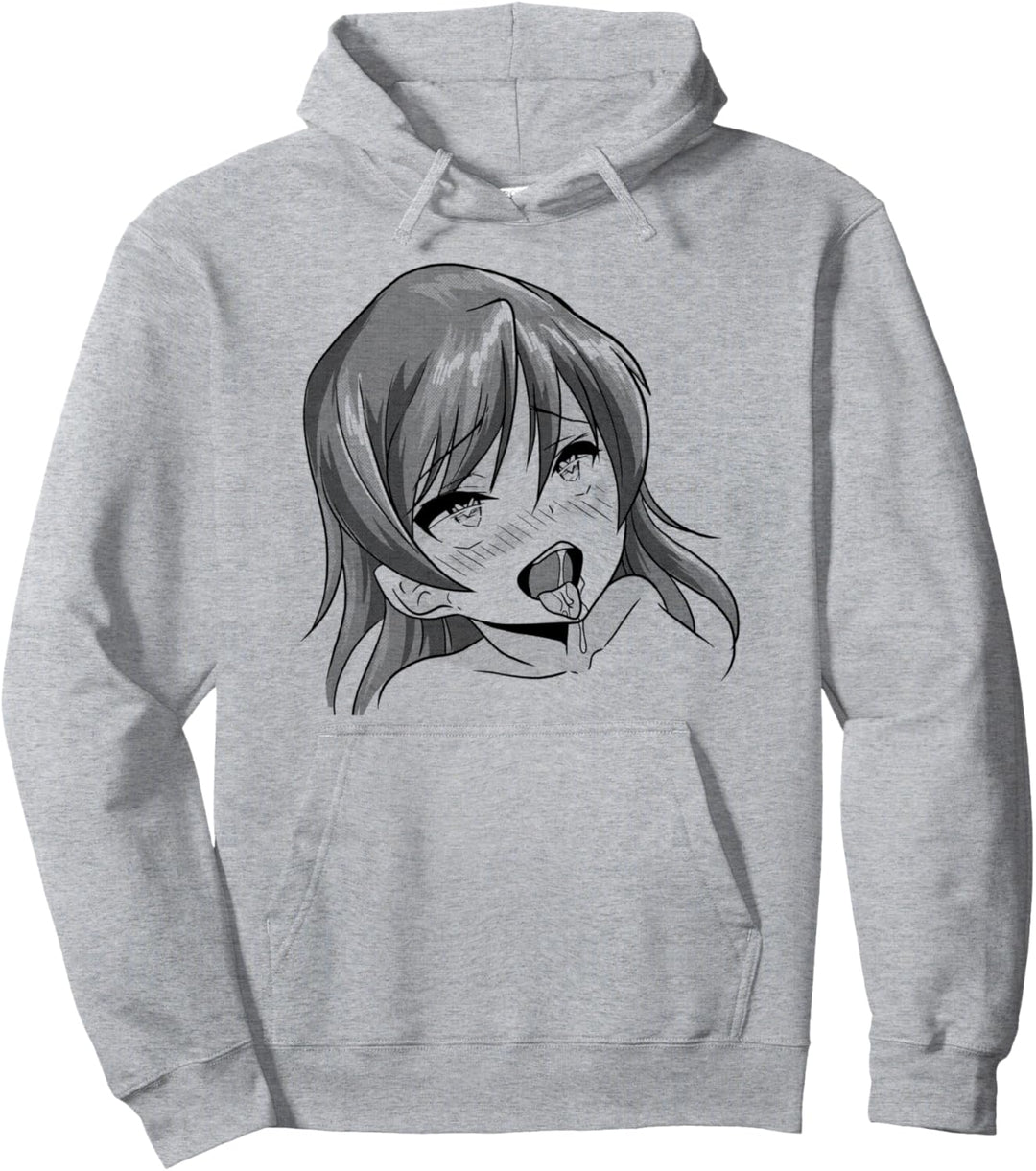 Ahegao Vergnügen Gesicht Ecchi Hentai Otaku Mädchen Waifu Pullover Hoodie