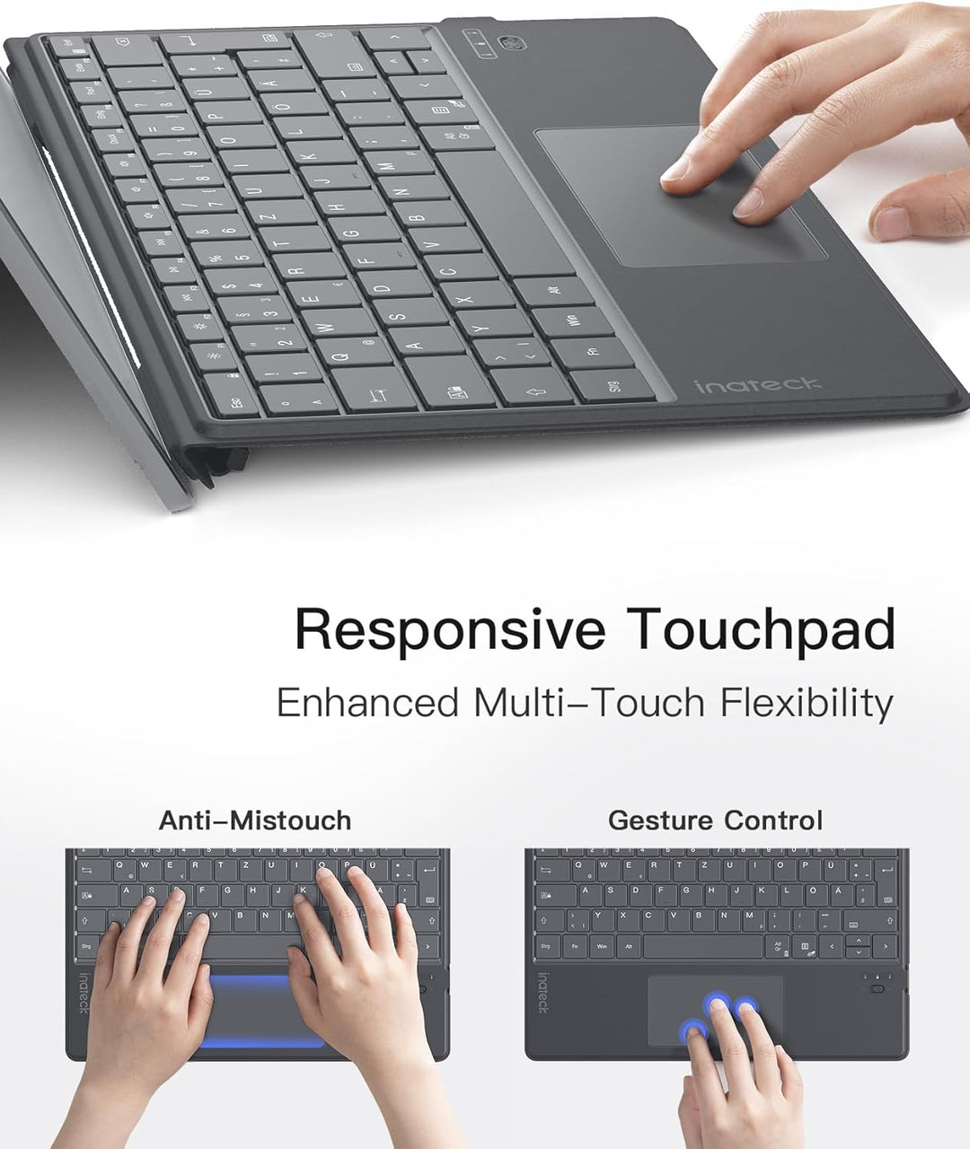 Inateck Surface Pro 11 Tastatur,Kompatibel mit Surface Pro 11/10/9/8/X, KI-Funktion,Tastatur mit Tou