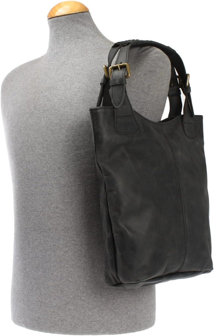 LECONI Henkeltasche Echt-Leder Vintage-Look Damentasche Handtasche für Damen Shopper für Freizeit, B