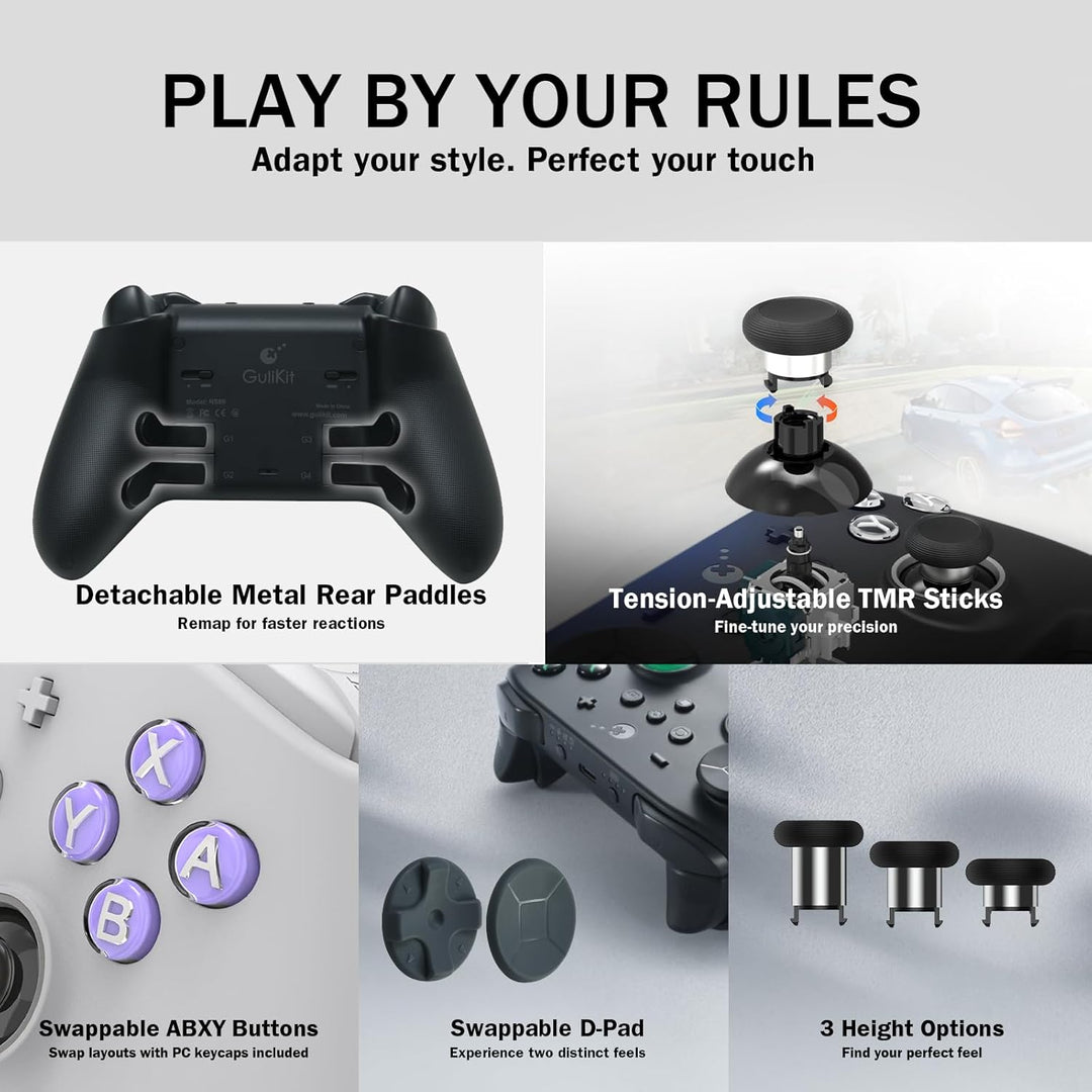GuliKit TT Max Wireless Game Controller,Bluetooth,Hyperlink Wireless Adapter,Wired, Anti-Drift 720°