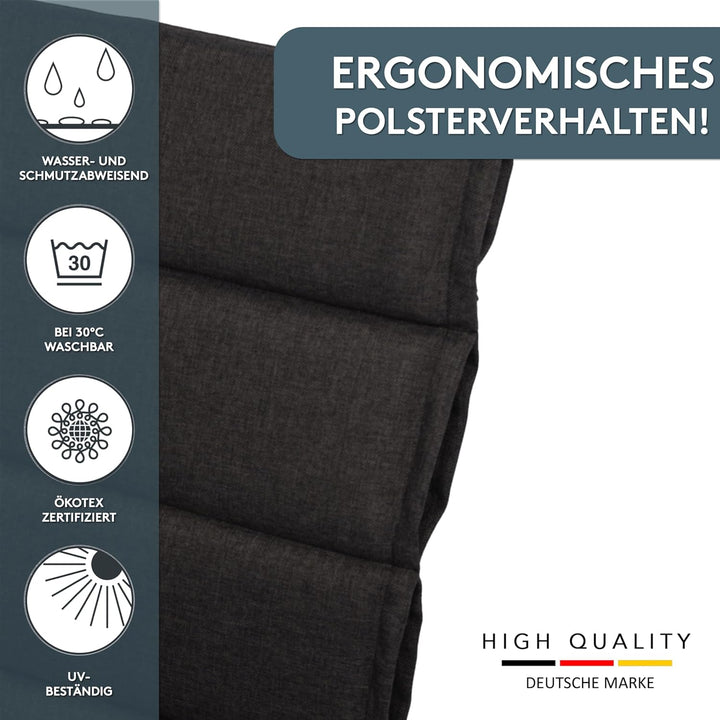 LILENO HOME Gartenstuhl Auflagen als [2er Set - Niedriglehner] in Anthrazit - Bequeme Liegen als Sit