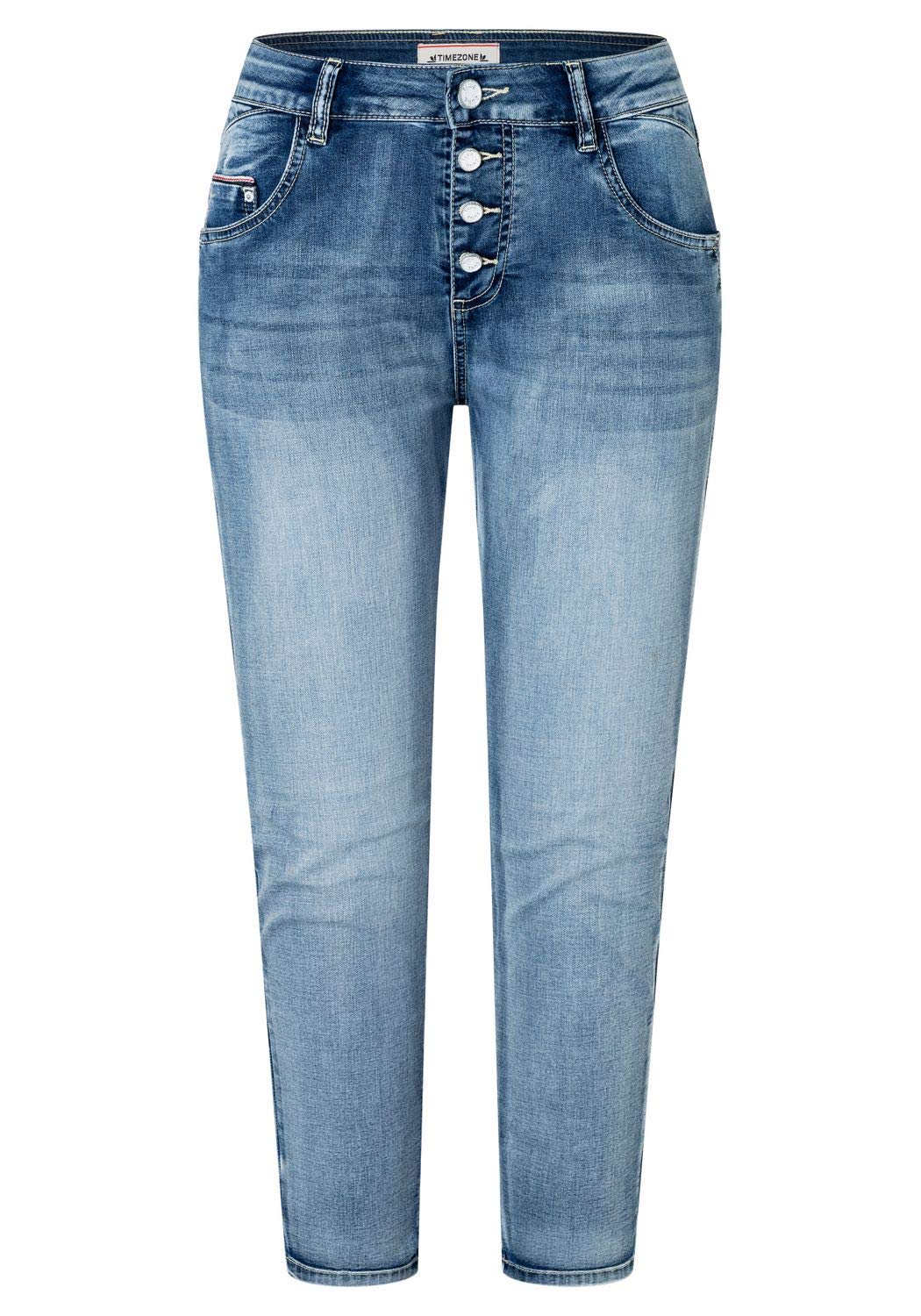 Timezone Damen Regular Jillytz Cropped Jeans, Aqua Blue Wash