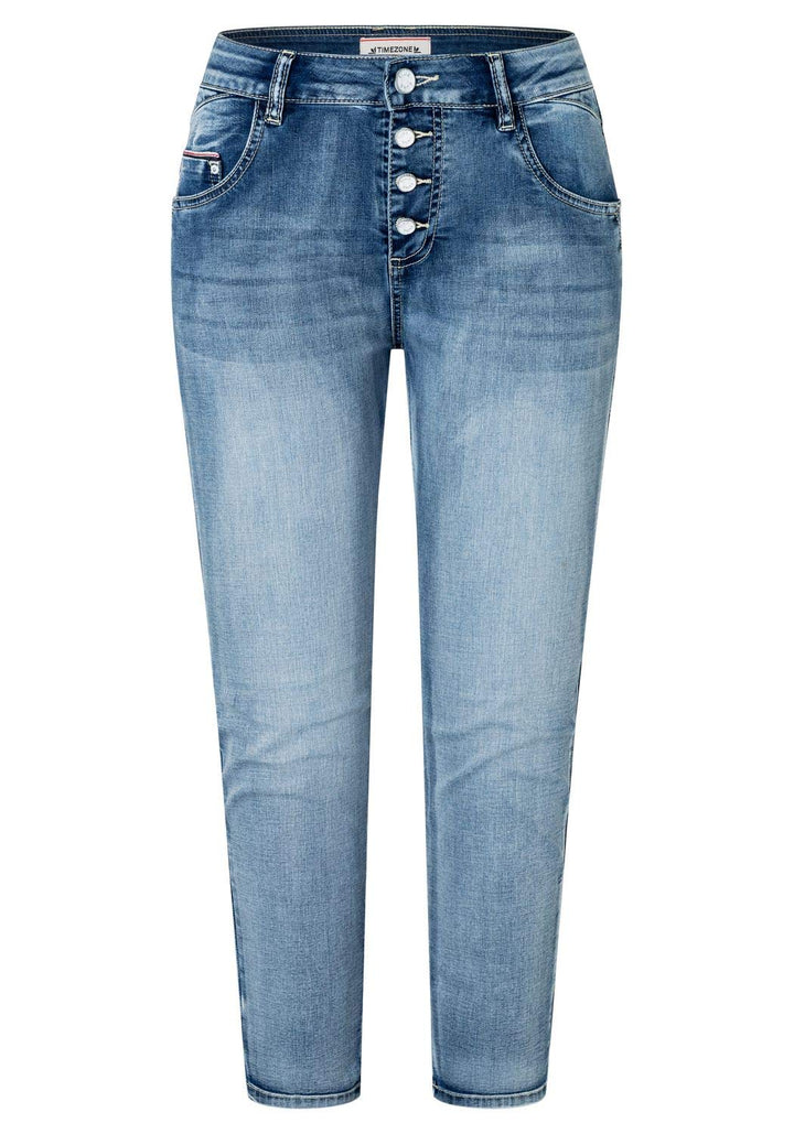 Timezone Damen Regular Jillytz Cropped Jeans, Aqua Blue Wash