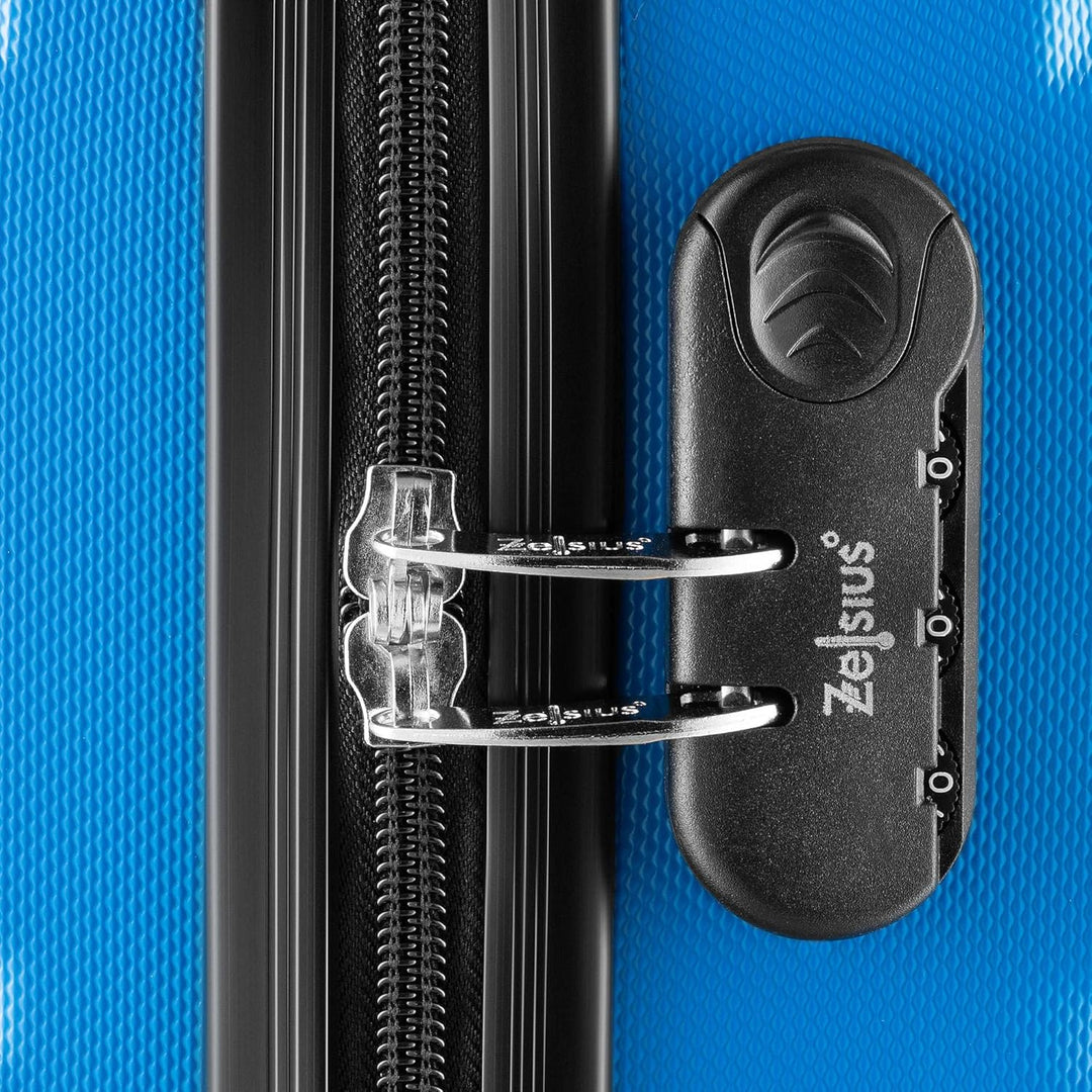 Zelsius Koffer Set 4 Stück, Blau | ABS Hartschalenkoffer mit Zahlenschloss, 4 Rollen und Innen Trenn