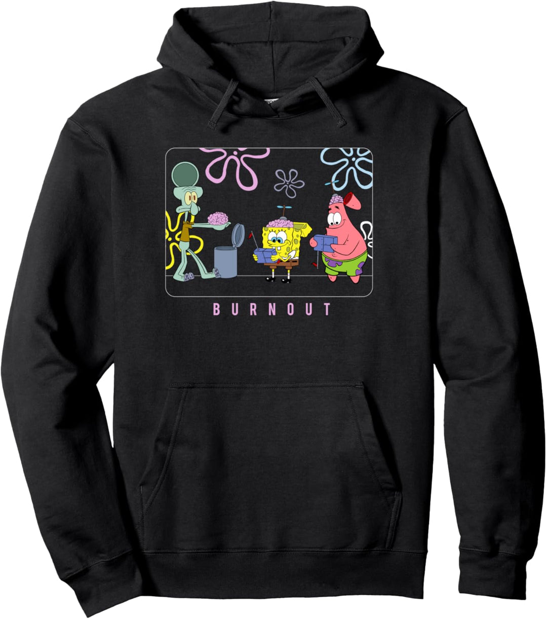 SpongeBob Burnout Brain Humor Meme Pullover Hoodie