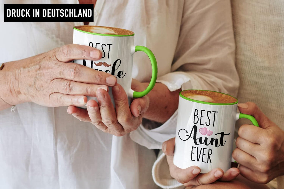 Trendation - Bester Onkel und Beste Tante Geschenk Set Tassen Geschenkidee für Tante und Onkel Gebur