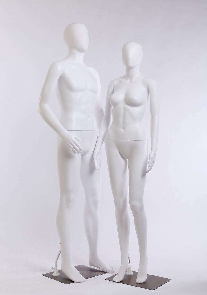 EurotonDisplay FC-7White weiss matt abstrakte Schaufensterpuppe mit Metallplatte Egghead ohne Gesich