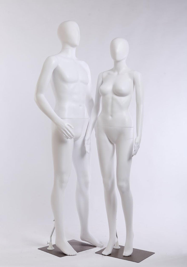 EurotonDisplay FC-7White weiss matt abstrakte Schaufensterpuppe mit Metallplatte Egghead ohne Gesich