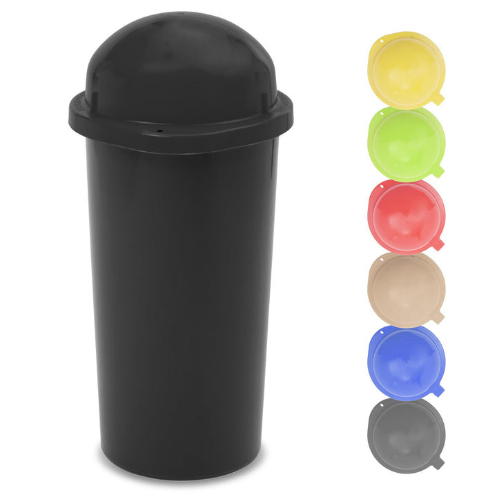 KUEFA HD 60L Müllsackständer, Mülleimer mit Scharnierdeckel und Klemm-Ring Gelber Sack, stabil, stra