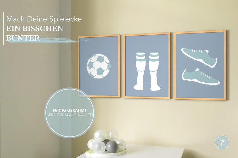 Papierschmiede® Kinderbilder 3er Set, A4 gerahmt in Holzrahmen (Natur), Geschenk für Jungen & Mädche