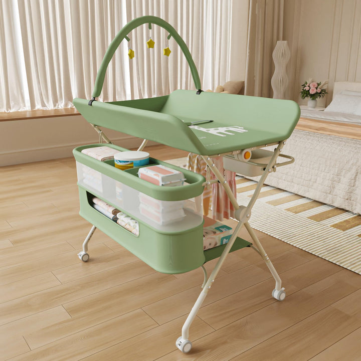 OHMG klappbare Wickelkommode Wickeltisch, Baby Wickelkombi, mit Wickelauflage Sicherheitsgurt und Ab