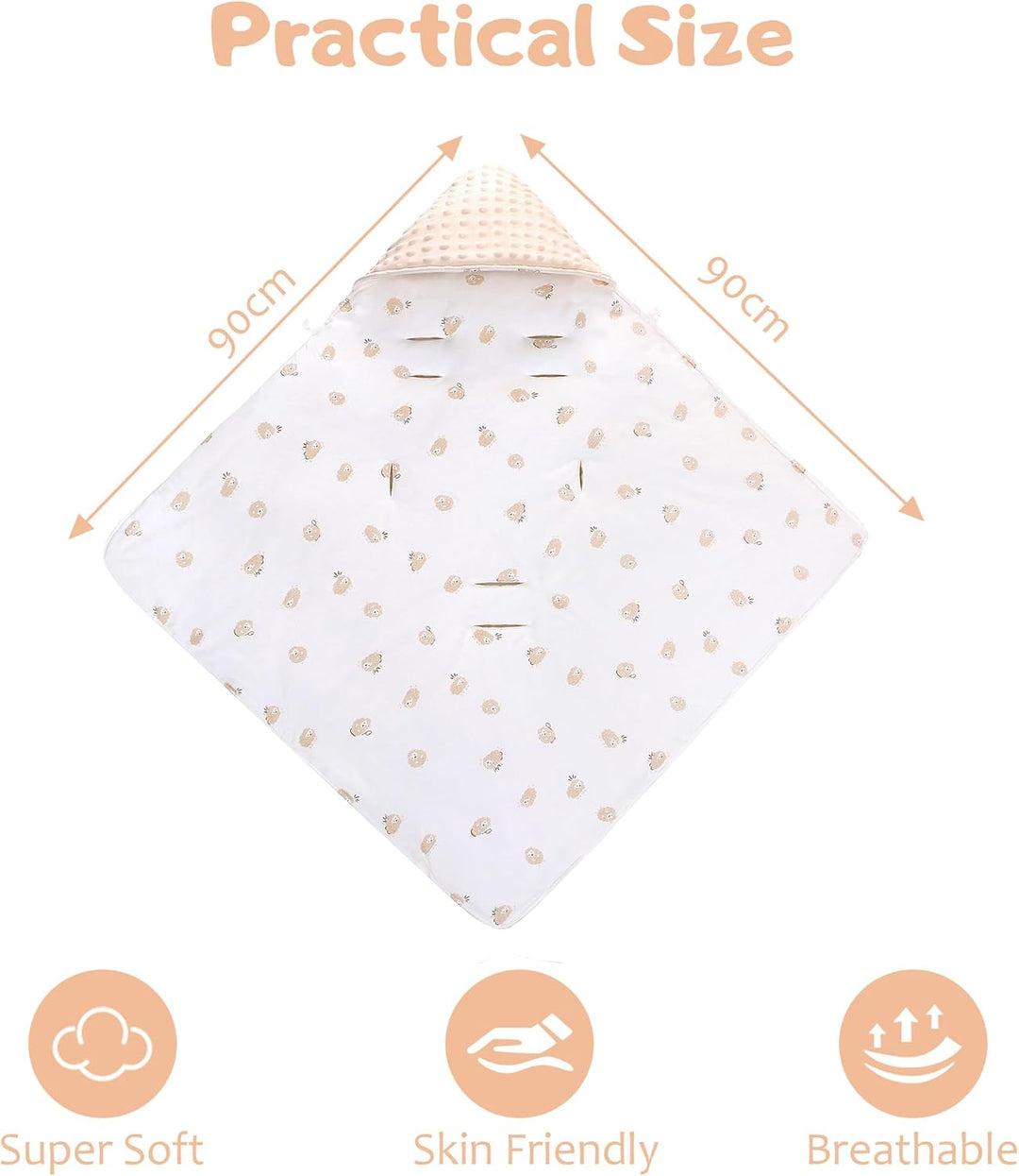 amo nenes Baby Einschlagdecke 100% Baumwolle, Universal Einschlagdecke Babyschale 90 x 90cm, Herbst-