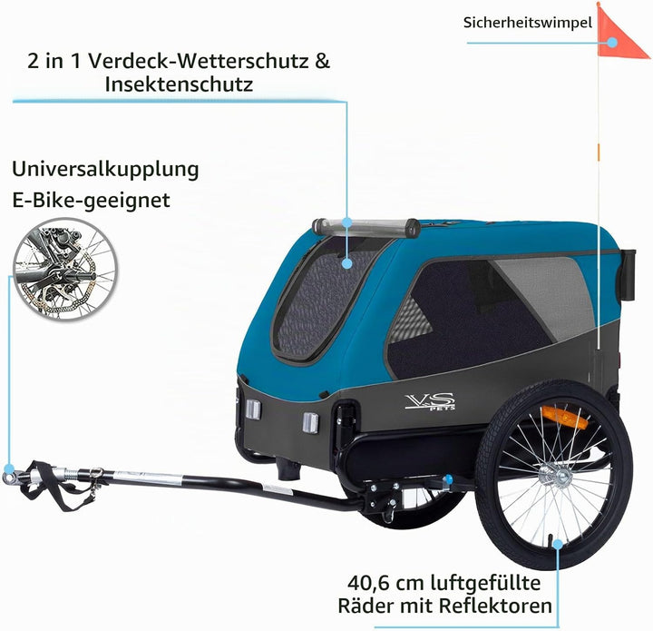 Tiggo VS Medium Hundeanhänger &amp; Buggy 2in1 Fahrradanhänger Hundebuggy Jogger für Hunden bis 23kg Bla