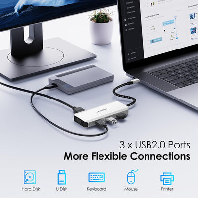 WAVLINK USB C Docking Station Quad Display, 7 in 1 USB C auf Dual HDMI Multiport Adapter mit Dual 4K