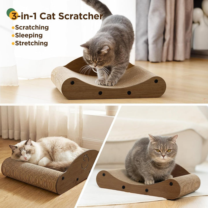 Gimars Kratzbrett Katze 43cm, Sofa-förmiges Katzen Kratzsofa aus Hochdichter Wellpappe, Kratzmatte &