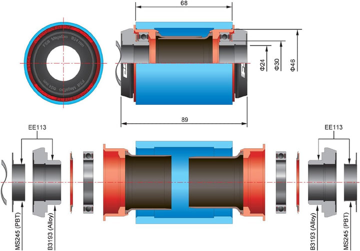 FSA Unisex-Adult 421595047 adatt BB30/PF30 Corsa x Guarn, Argent, 30