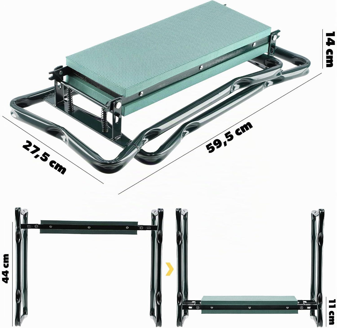 KADAX Kniebank für Gartenarbeit, klappbarer Gartenhocker mit Schaumkissen, 59,5x49x27,5cm, Hocker fü
