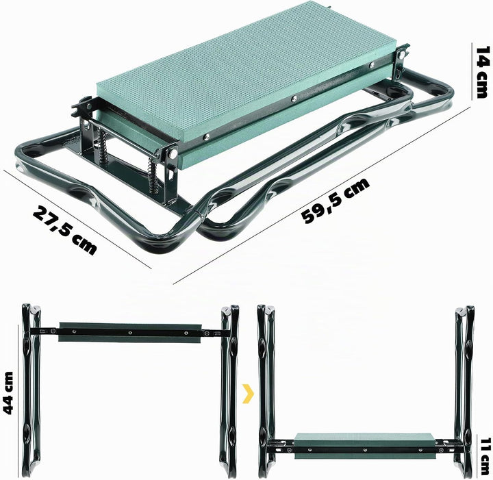KADAX Kniebank für Gartenarbeit, klappbarer Gartenhocker mit Schaumkissen, 59,5x49x27,5cm, Hocker fü