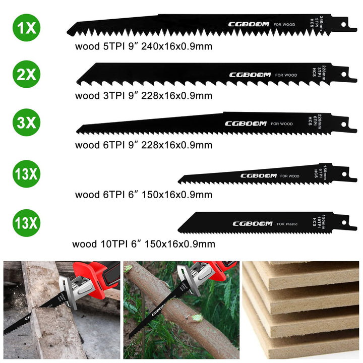 Säbelsägeblätter, CGBOOM 42 tlg Säbelsäge Sägeblätter Set aus BIM und HCS für Metall und Holz mit Ha