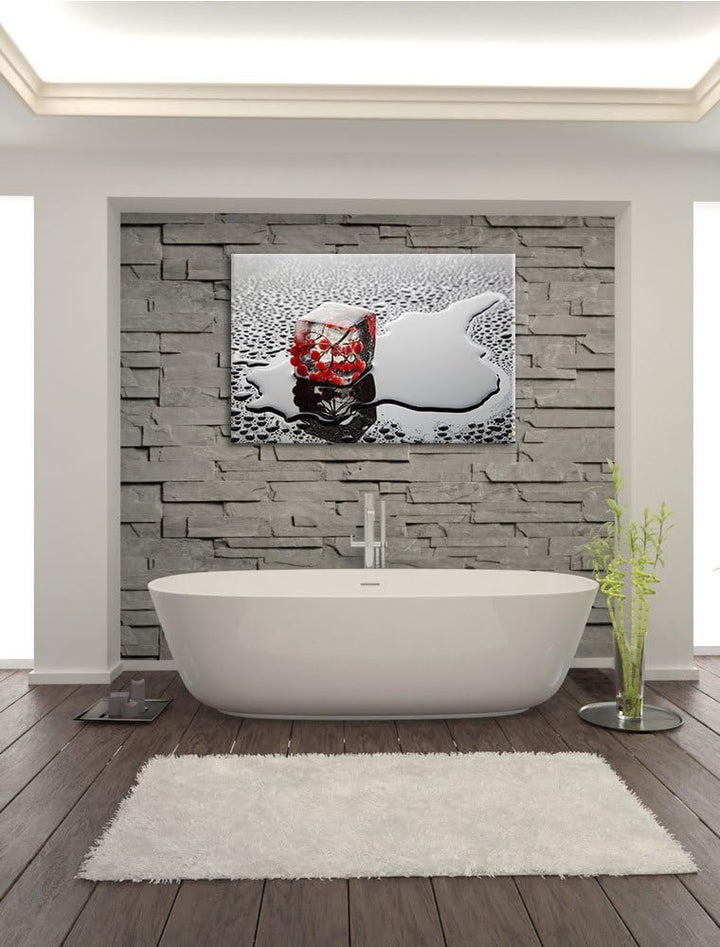 Vogelbeeren im Eiswürfel Format: 100x70 auf Leinwand, XXL riesige Bilder fertig gerahmt mit Keilrahm